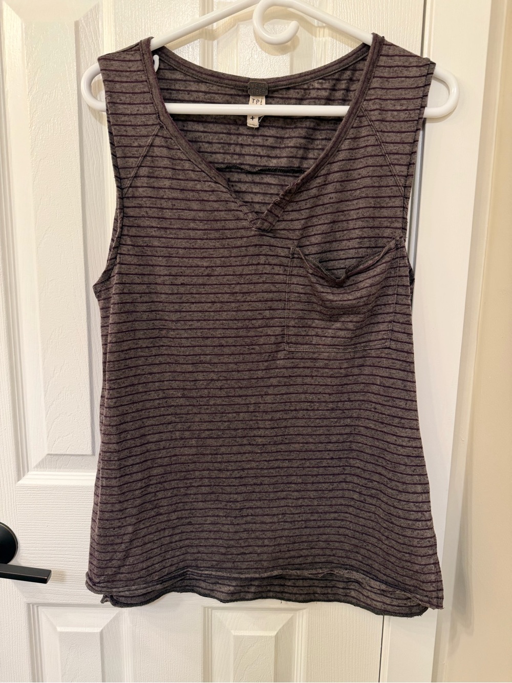 We The Free Charcoal Stripe V-Neck Tank Top